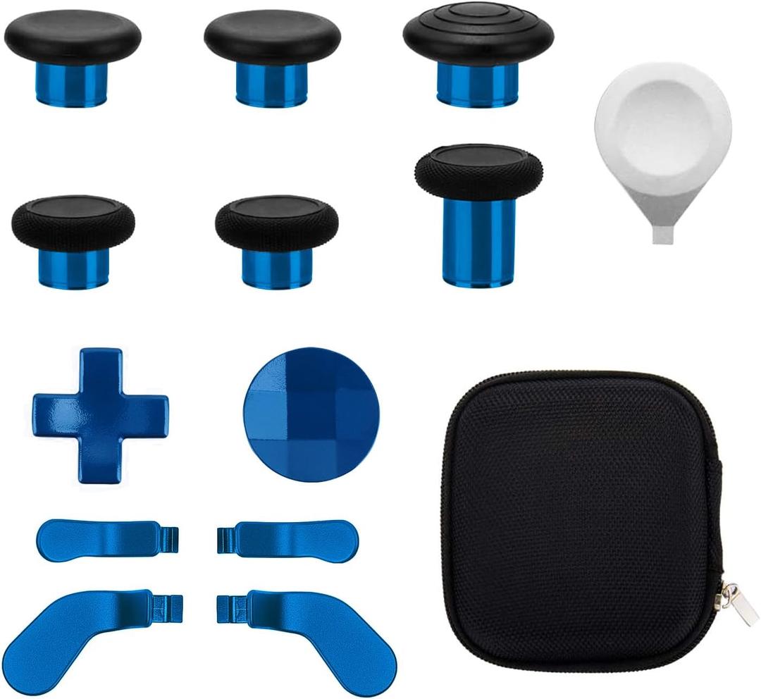 13 in 1 Metal Thumbsticks for Xbox One Elite Series 2, Elite Series 2 Core Controller Parts, Gaming Accessory Replacement, Metal Mod 6 Swap Joysticks, 4 Paddles, 2 D-Pads, 1 Tool(Plating Blue)
