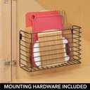 mDesign Over The Cupboard Hanging Storage Basket Metal Bakeware Organiser and Cutting Board Holder Excellent Kitchen Storage Solution Bronze