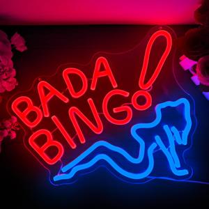 Bada Bing Neon Signs for Wall Decor Dimmable Lady Bady Neon Light Sign Led Neon Signs for Man Cave Light Up Sign for Bedroom Bar Pub Store Club Party Dance Studio