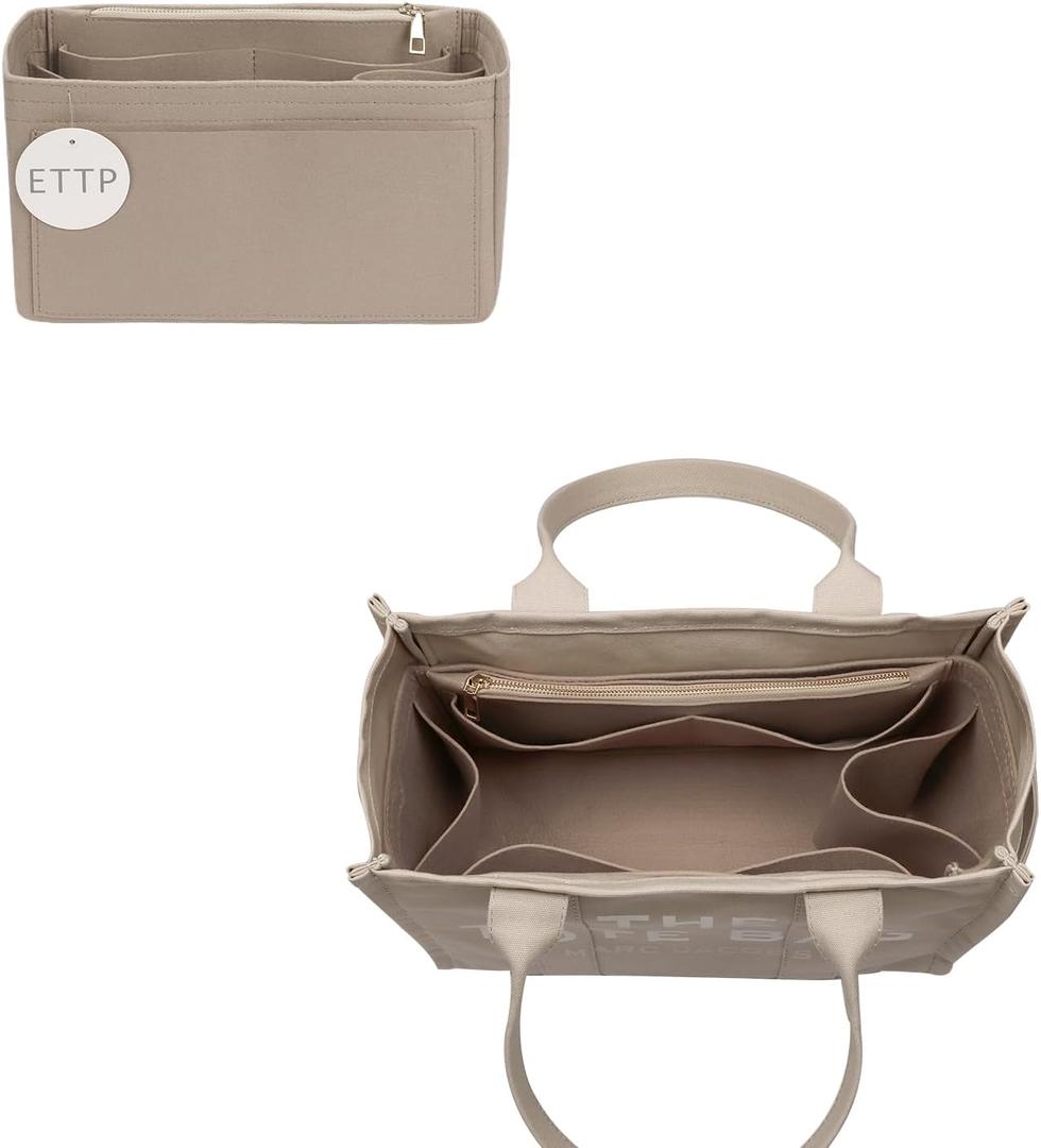 ETTP Purse Organizer Insert For Handbags, Tote Bag Organizer Insert, Compatible with MJ Tote and Onthego(X-Large, Beige)