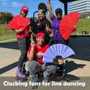 13inch Large Rave Fan Popping Fan Clacking Fans for Line Dancing,Hand Fans for Women Foldable,Boots on The Ground Fan,Portable for Outdoor,Wedding,Party,Decoration (3 Pack), Violet & White