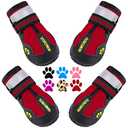 QUMY Dog Shoes for Large Dogs, Medium Dog Boots & Paw Protectors for Winter Snowy Day, Summer Hot Pavement, Water-Resistant in Rainy Weather, Outdoor Walking, Indoor Hardfloors Skid-Resistant Sole, 7