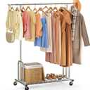 TigerParty Heavy Duty Clothes Rack,Load 600 LBS,Metal Garment Rack,Standing Rolling,Clothing Rack for Hanging Clothes,Portable Closet Wardrobe Rack for Bedroom Laundry Living Room