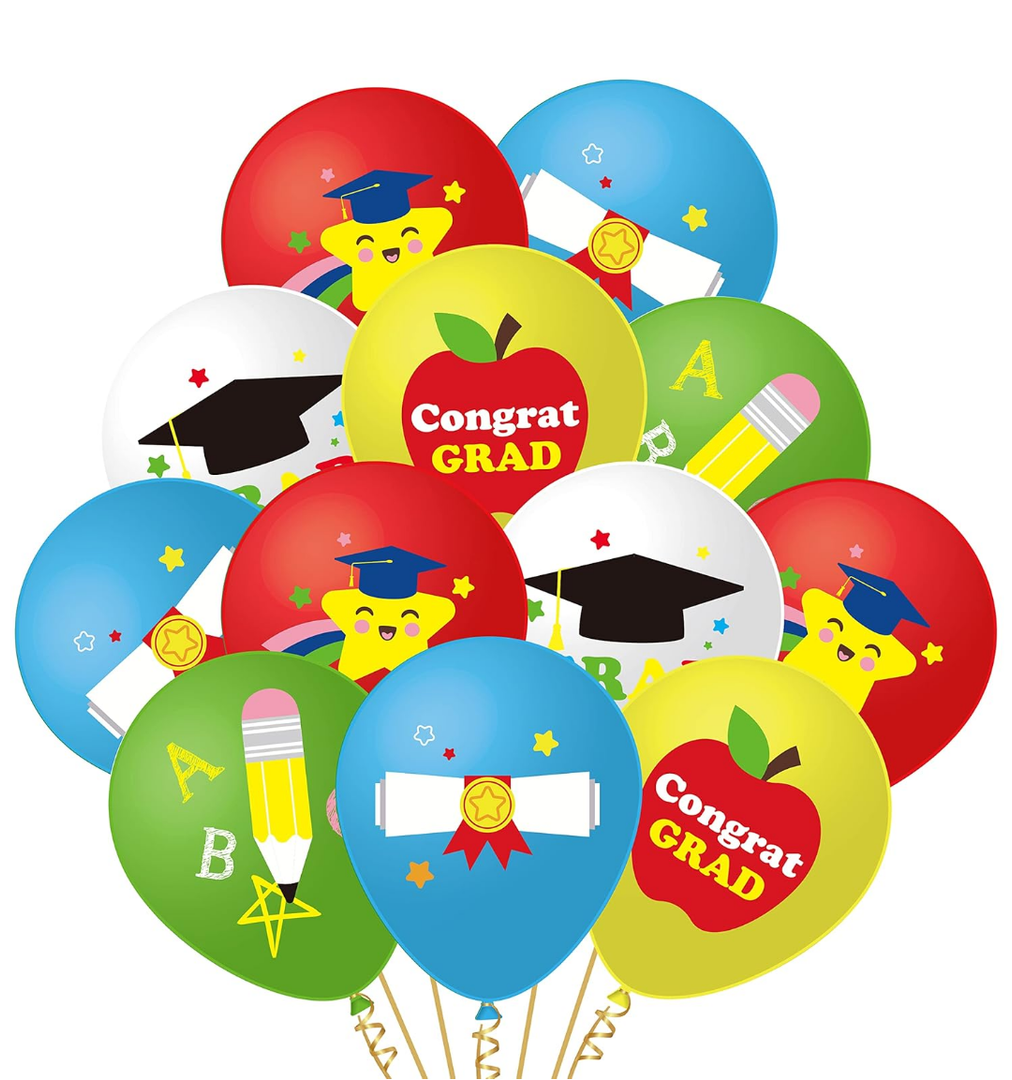 WATINC 50pcs Kindergarten Preschool Graduation Party Balloons, Class of Congrats Grad Celebration Party Decoration Supplies, Graduate Latex Balloon Prom Favor for Kids Classroom Decor 12 Inch