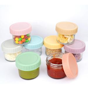 ANOTION Small Glass Jars with Lids, 8 Packs Salad Dressing Container to Go 3 Oz Glass Meal Prep Containers Reusable Canning Jars Spice Jars Small Mason Jars for Honey, Jam, Jelly, Food Storage