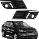 Front Fog Light Bezel Set Compatible with Chevy Traverse 2013-2017 Front Bumper Driving Fog Lamp Cover Trim Frame Driver Passenger Side Left Right Hand Replace:GM1038148 20988619 GM1039148 20988620