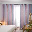 Yancorp Curtains for Girls Bedroom Kids Room Curtain Colorful Window Nursery Curtain 63 inches Length Room Darkening Grommet 2 Layers (Pink Purple, W52 X L63)