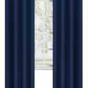 MYSKY HOME Navy Blue Curtains 84 Inches Long Blackout Curtains for Living Room Bedroom Blue Curtain Grommet Window Drapes Privacy Protect Room Darkening Single Panel Curtain, 52 x 84 Inch