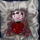 DOJOZ Crystal Teddy Bear Sweet Gifts Figurine Red Heart Lovely Animal Collectible Ornament Birthday (Pink)