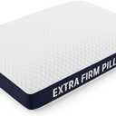 Extra Firm Pillow, Memory Foam Core Support for Side and Back Sleepers, Neck Alignment, Comfortable Loft, Washable Cover, Fits Standard Pillowcases, Designed to Hold Shape Night After Night