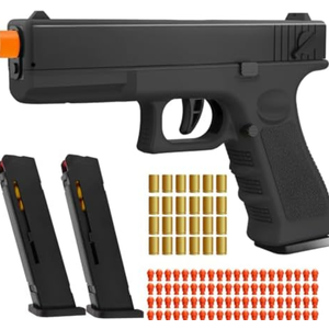 Soft Bullet Toy Gun with Shell Ejecting,Gun Fidget Toy with 100 Soft Bullets, 24 Shells and 2 Magazines,Education Toy Model,Christmas Birthday Gifts for Boys&Girls Kids Adults Age 8+(Black)