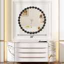 AAZZKANG Large Round Mirror with Metal Beaded Frame Black Circle Wall Mirrors Large 28" Home Decor for Bedroom Living Room Bathroom Entryway Hanging
