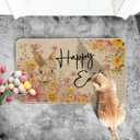 Artoid Mode Rabbit Bunny Happy Flowers Happy Easter Doormat, Home Decor Low-Profile Switch Rug Door Mat Floor Mat for Indoor Outdoor 17x29 Inch