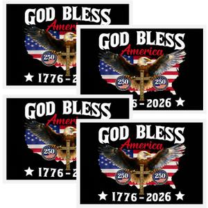 250 Years of American Anniversary Bumper Sticker - God Bless America Decal, for Cars for Cars Trucks Window Laptop Waterproof Decals (4PCS)