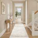 kakania 3x8 Washable Runner Rug: Non Slip Soft Thin Carpet, Boho Geometric Modern Decor, Easy Clean Indoor Floor Rugs for Hallway Kitchen Bedroom Kids Dorm - Brown