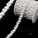 2 Yard Pearl Trim Chain String Silver Applique Fringe Ribbon Strips Beads Sewing Dress DIY Party Wedding Bouquet for Decoration Bridal Costume Embellishment