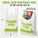 YoYoRain 1000 Pack White Design Thank You T-Shirt Bags with Handles, 11"x6"x21" Plastic Shopping Bags for Grocery, Retail & Takeout