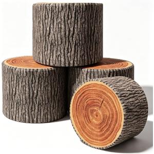 Leinuosen 4 Pcs Tree Stump Stool Round Throw Pillows Wood Floor Cushions for Classroom Tree Stump Flexible Seating with Wood Grain Print for Classroom Reading Corner Playroom Woodland Nursery Decor, 11 x 7.9 inches