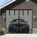 Magnetic Garage Screen Door for 1 Car Garage Doors 9x7FT- Reinforced Self Sealing Fiberglass Mesh Door with 4 Strapping Tapes, High Energy MagnetsHands Free Door Screen with Closure Weighted Bottom