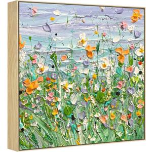 Canvas Floater Frame for 36x36 Oil Paintings, DIY Metal Canvas Floating Frame with 1.5 Inch Deep for Art Prints Artwork Landscape Portrait Living Room Wall Decor (Natural)