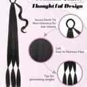 26 Inch Black Long Braided Ponytail Extension with Hair Tie Fluffy Wrap Around DIY Hairpiece, Heat Resistant Synthetic, Natural Soft & Lightweight for Weddings, Parties, and Festivals
