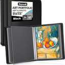 Dunwell 9x12 Art Portfolio Binder (3-Pack, Black), Includes Mounting Paper, Portfolio Binder for Artwork, 9 x 12 Art Folder, 24 Pockets Display 48 Pages, Acid-Free Poly Presentation Book