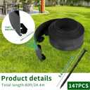 Landscape Edging 4in Garden Edging Borders No Dig 80ft | Flexible Landscaping Edging Kit for Flower Bed Lawn Yard Grass Black with 147 Pcs Spikes