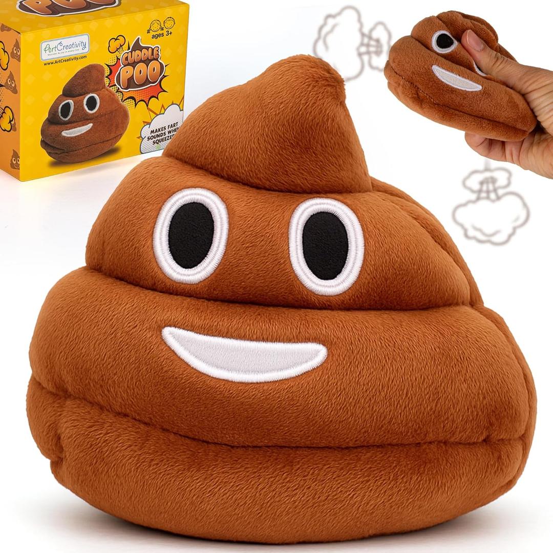 ArtCreativity Poop Plush Fart Noise Maker - 1 Piece - Emoticon Poop Toy for Kids and Adults - Squishy Sound Maker - Hilarious Fart Gag Gift - Office Desk Toy