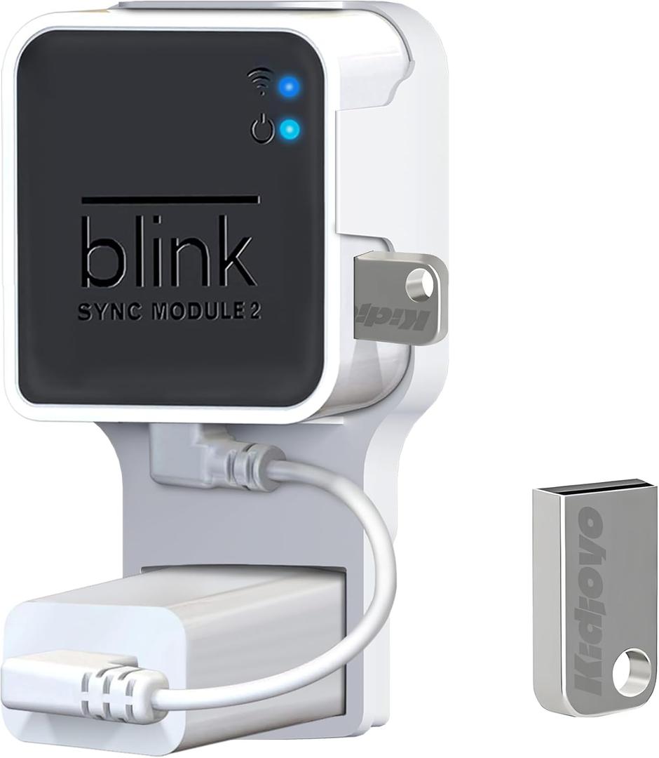 256GB Blink USB Flash Drive & Wall Mount for Blink Sync Module 2 with Short Cable Declutter, Save Space, and Effortlessly Enhance Security (1 Pack)