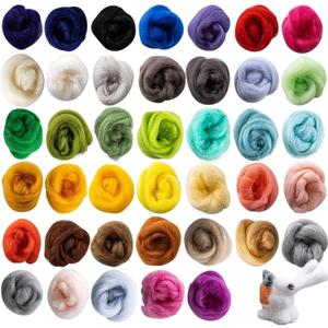 Sukh 40pcs Felting Wool Roving - Core Wool Roving Bulk Spinning DIY Craft Mix Color