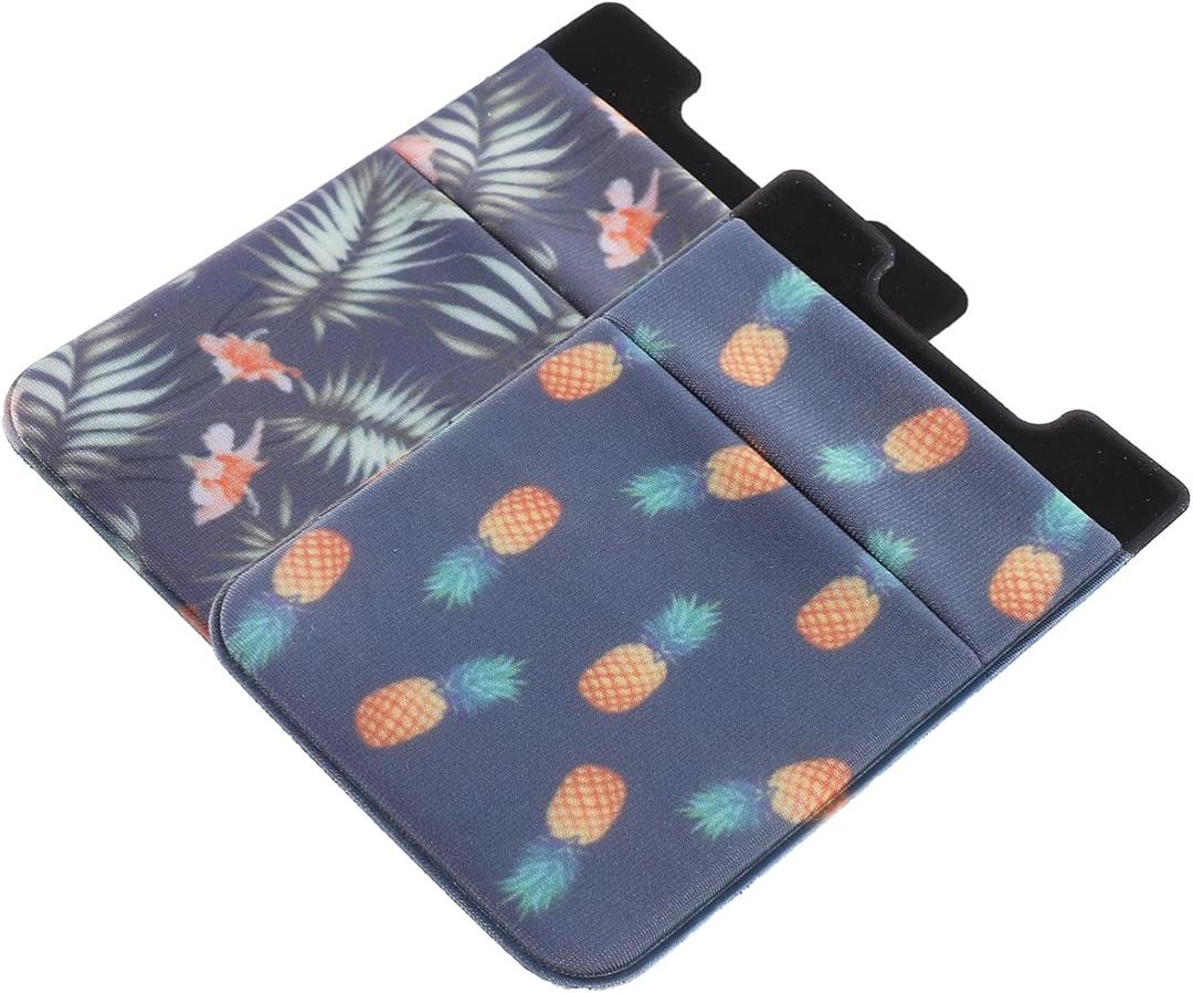 HEMOTON 4-Piece Back Phone Pouch with Card Holder, Practical and Stylish Pineapple Design, Compact Mobile Phone Accessory