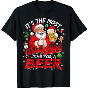 Its The Most Wonderful Time for A Beer Christmas Santa Claus T-Shirt