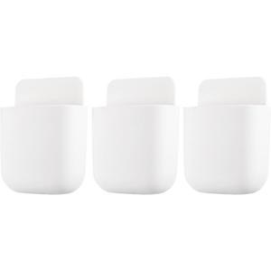 3 Pcs Remote Control Holder, Wall Mount Pen Holder Hole-Free Self Adhesive Phone Charging Organizer Pencil Storage Containers for Home Office School Supply Orgaizer (White
