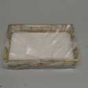 Wican Marble Guest Towel Holder Tray for Bathroom, Napkins Holder for Powder Room Dinning Table Wooden Basket for Disposable Paper Hand Towels Gold and Marble White (9.06 x 5.51 x 2.56 inchs)