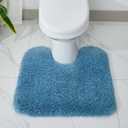Disolla Toilet Rug U Shaped Blue 23x24 Machine Washable Non Slip Toilet Floor Mat Soft Plush Contour Rug for Bathroom Floor