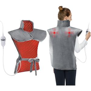 CAROMIO Heating Pad for Back Pain Relief, 24" x 35" Large Electric Heating Pad for Neck and Shoulders with Massager, 4 Massage Settings, 2 Heating Levels with 2H Auto Shut-Off