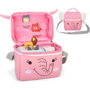 Carrying Case Compatible with Toniebox 2/1 Tonie Figures,Tonie Characters, Tonies Storage and Organizer with Shoulder Strap,Tonies Box Starter Set,Tonies Headphones,Charging Station Bag(Pink)