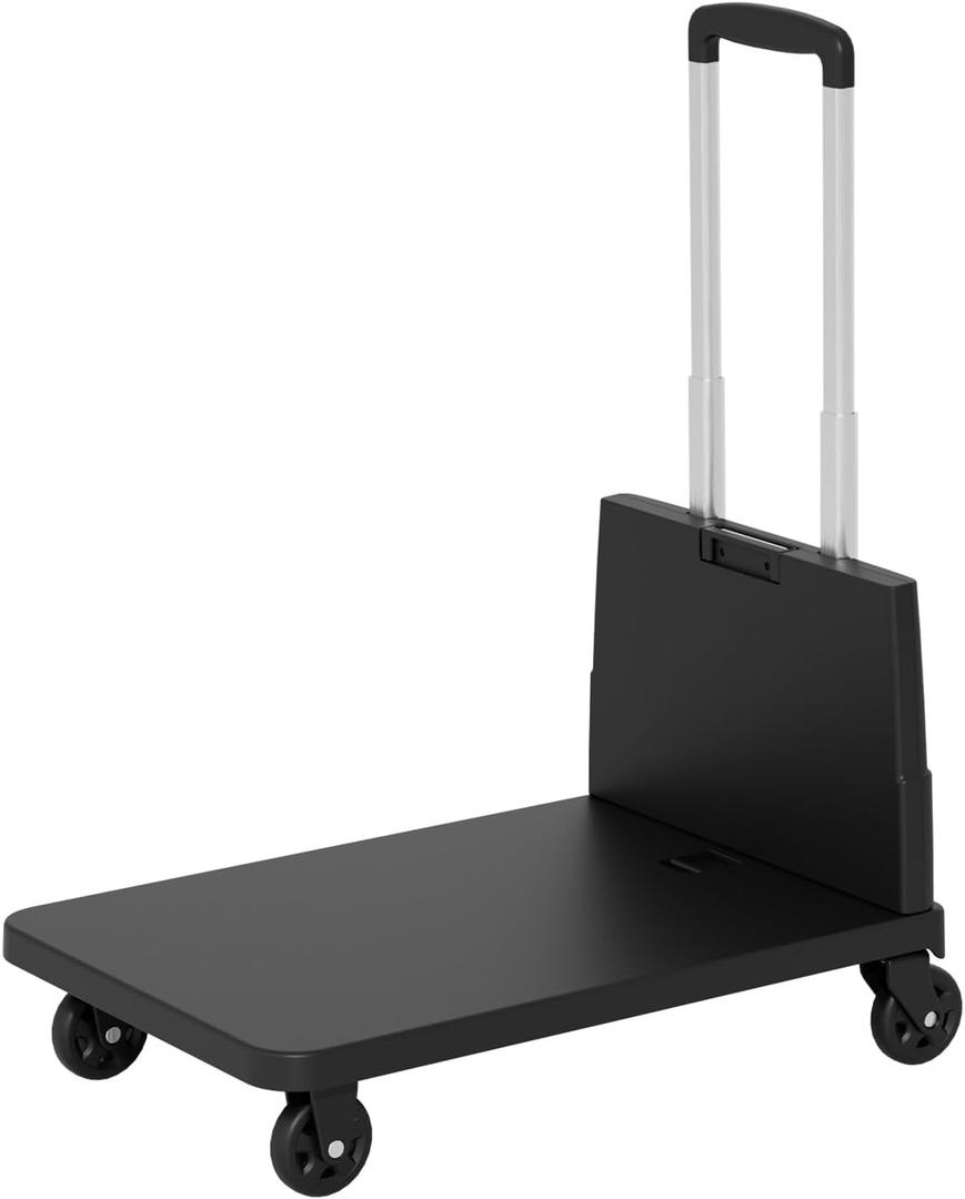 Folding Trolley for Moving, 330 lbs Heavy Duty Luggage,4 Wheel Foldable,Expandable Platform with Bungee Cord, Portable Moving Utility Carts Cart Utility Carts Trolley Cart, (Black, L)