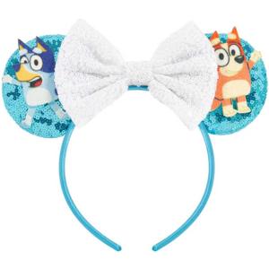 YUNISS Mouse Ear Headbands,Sparkle Mouse Ears Headband for Women Girls Cartoon Princess Costume Cosplay Decoration (Bule)