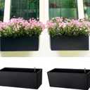 LaLaGreen Wall Planters for Indoor (2 Pack, 20 Inch) Black Self Watering Rectangular Window Planter Box Outdoor with Bracket Wall Mount Vertical Garden Balcony Herb Plant Holder Stylish Flower Pot