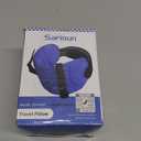 SARISUN Travel Pillows for Airplanes, Airplane Pillow for Long Flight, Airplane Head Strap with Eye Mask for Sleeping, Kids Travel Neck Pillow for Car, Road Trip Car Headrest, Blue