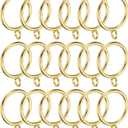 PATIKIL 1.3 Inch Inner Dia Curtain Rod Rings with Eyelets, 18 Pcs Metal Drapery Ring for Curtain Rods Hoop Pins, Gold Tone