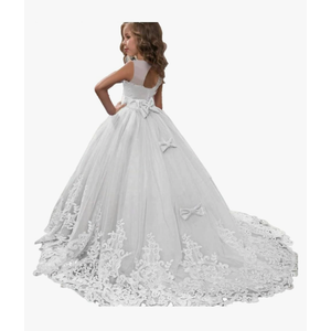 Girl Frilly Dress Backless Wedding Embroidery Birthday Floor Length Tulle Prom Ball Gown 8