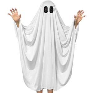 DECEED Halloween Unisex Kid Ghost Costume Scary White Boo Ghost Cloak Child Spooky Trick-or-Treating Cosplay(For 5-6 Years)