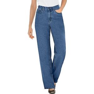 Woman Within Plus Size Perfect Relaxed All-Cotton Denim Five-Pocket Jeans,M