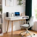 Artswish 42" Wood Modern Office Desk with Drawer, Simple Writing Desk for Home, White, 42.5" x 19.7" x 29.5"