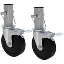 5 Inch Scaffolding Wheels Set of 2, Heavy Duty Baker Scaffold Wheels with Dual Locking Brakes, 1-1/4" Square Stem Rolling Scaffolding Caster, 440LBS Capacity Per Wheel for Scaffold Workbench Shelves