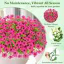 2 x Elyum Artificial Flowers for Outdoors, 18 Bundles Artificial Plants & Flowers Outdoor, UV Resistant Faux Flowers Outdoor Fake Flowers for Outside Porch Window Box Decoration(Rose Red)