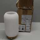 JHY DESIGN 3-Color Light Source Dimmable Touch Bedside Lamp 9" H Rechargeable Button Control Table Lamp 3D Printed Nightstand Lamp with Woodbase for Bedroom Living Room Indoors(White, Type-C Charging)