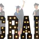 3ft Grad Letters Kit 2025 Numbers for Graduation Decorations, Large LED Marquee Light Up Letters, Class of 2025 Ornaments Sign for Kindergarten High School Party Supplies Dcor (Grad-Black)